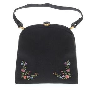 Black Vintage Floral Evening Clutch
